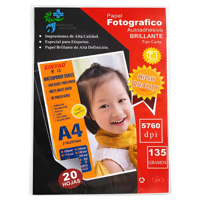 X20 Hojas Papel Fotografico Adhesivo Lamina 135gr A4 21x29cm Blanco