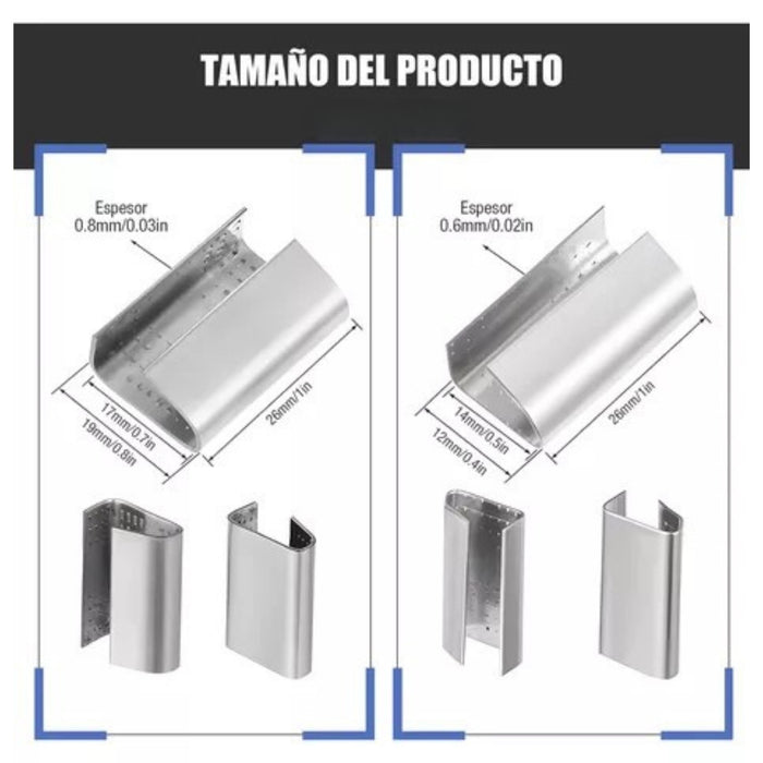 Kit 250 Fleje De Sellos Acero Clip Chapa Fleje Zuncho Flejes