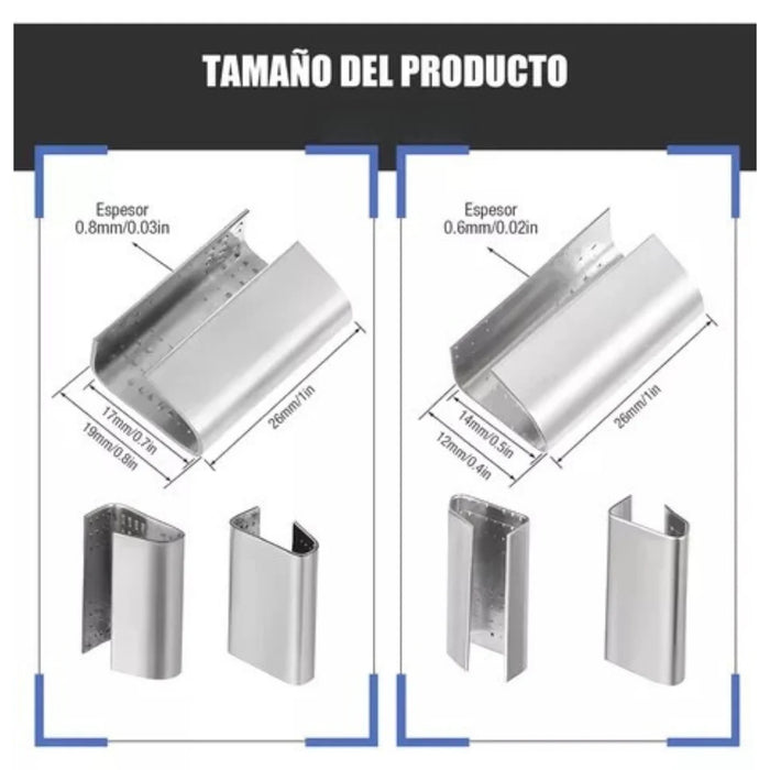 Kit 250 Fleje De Sellos Acero Clip Chapa Fleje Zuncho Flejes