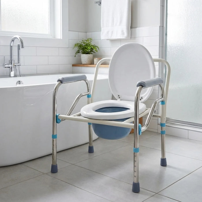 Silla Cómodo Baño Plegable 3 En 1 Aumento Ajustable Ducha/wc