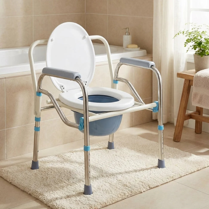 Silla Cómodo Baño Plegable 3 En 1 Aumento Ajustable Ducha/wc