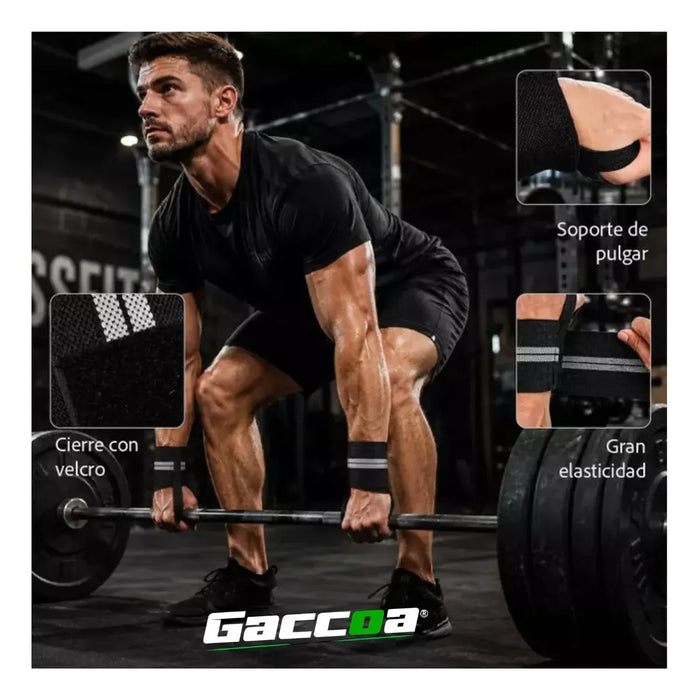 2 Muñequera Crossfit Elasticada Levantamiento Pesas Gimnasio