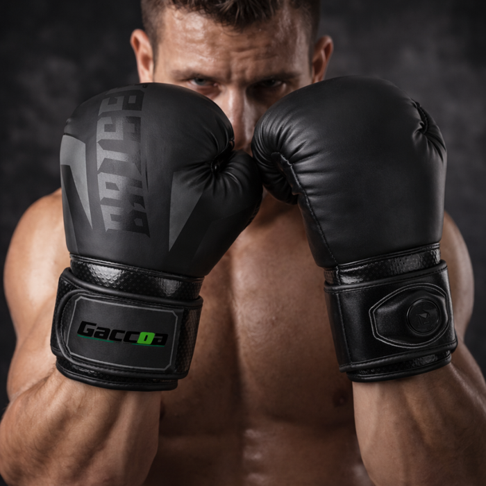 Guantes De Boxeo Profesional Entrenamiento Velcro Mma 12 Oz 12 Oz Negro