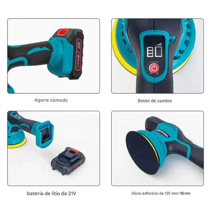Pulidora Lijadora Inalambrica 21v Portátil 2 Batería 380w