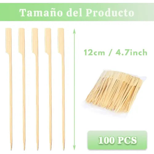 100 Pinchos Banderita Cóctel 12cm Brochetas Palillo Parrilla