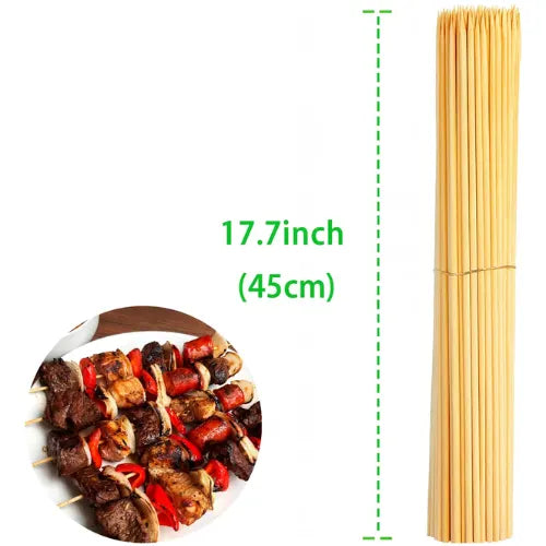400 Palos Bambú 5mmx45cm Brochetas Parrilla Anticucho Pincho