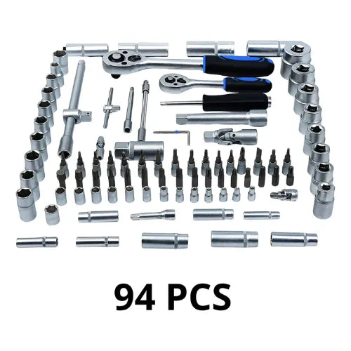 Set Juego Herramientas Caja Dados 1/4 Y 1/2 Chicharra 94 Pcs