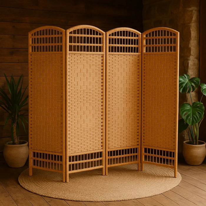Biombo Separador  Decorativo De Ambientes Divisor Con 4 Paneles Plegable