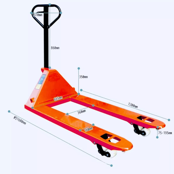 Transpaleta Manual Hidráulica 3 Toneladas Para Palets Industrial Bodega Con Horquillas Reforzadas Y Ruedas De Poliuretano