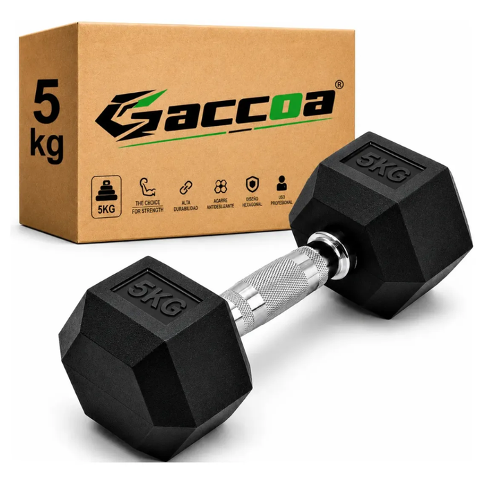 1 Mancuerna Hierro Hexagonal Gym Pesas Caucho Gimnasio