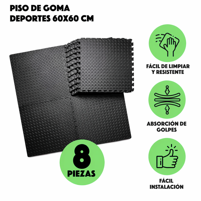 Pack 8 Goma Eva Alfombra Piso 60x60 Alfombra Gimnasio 2,5mm