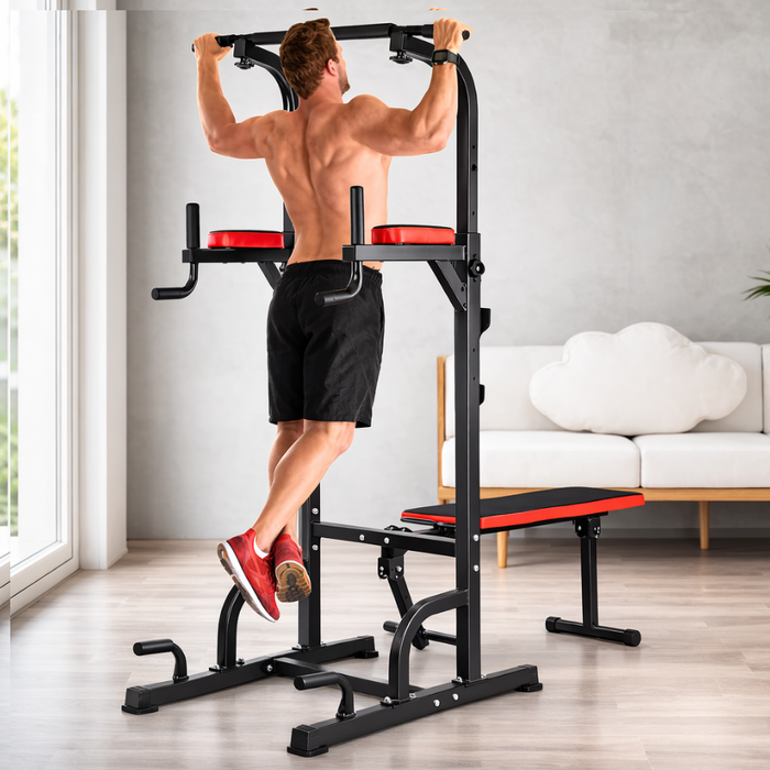 Multigimnasio Barra Multifuncional Dominadas Entrenamiento Negro Negro/rojo