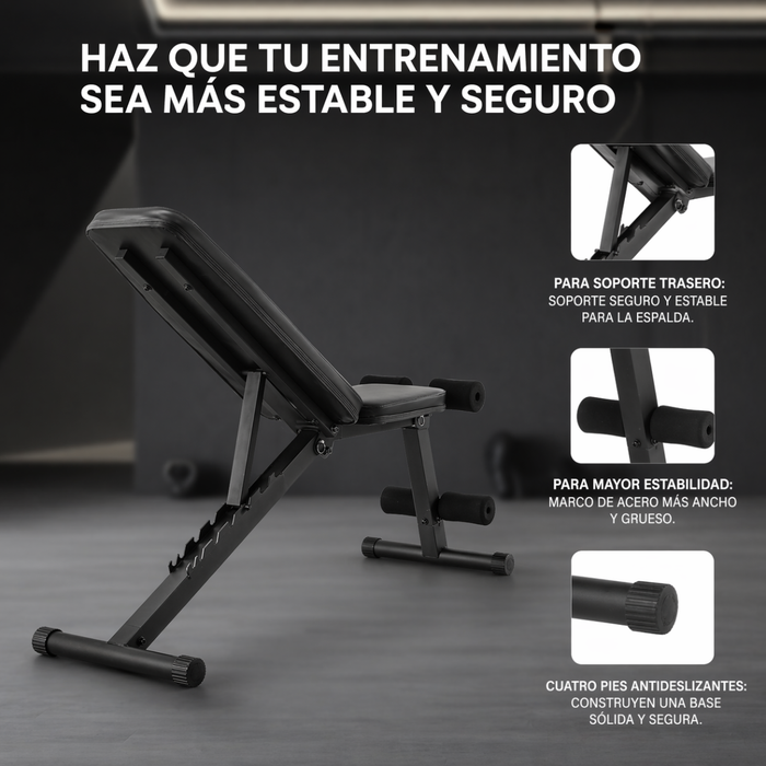 Banco Abdominale Plegable Ajustable Multifuncional Gym 120kg