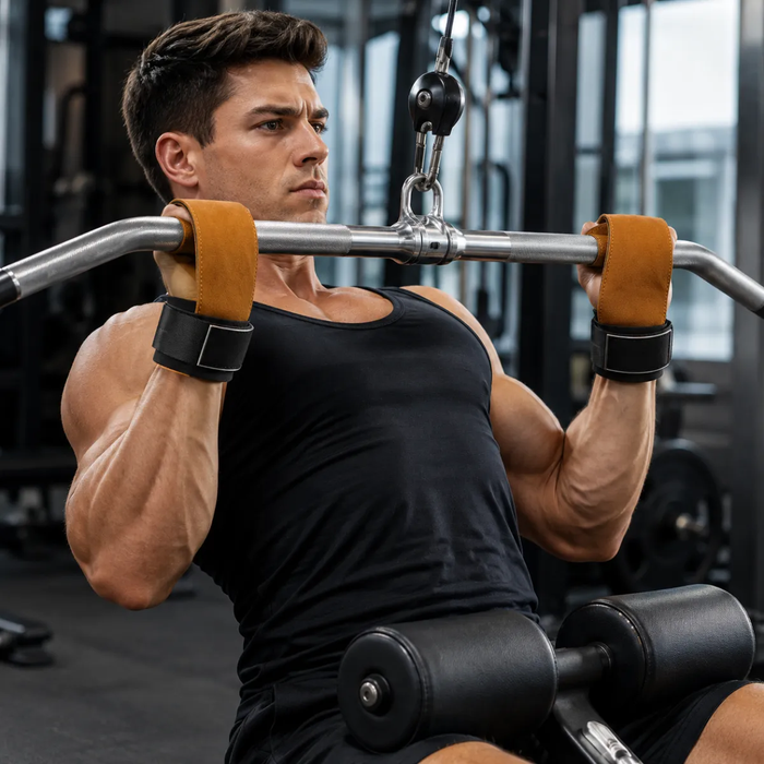 Set Correa Levantamiento Pesas Gancho Straps Gym Muñequera