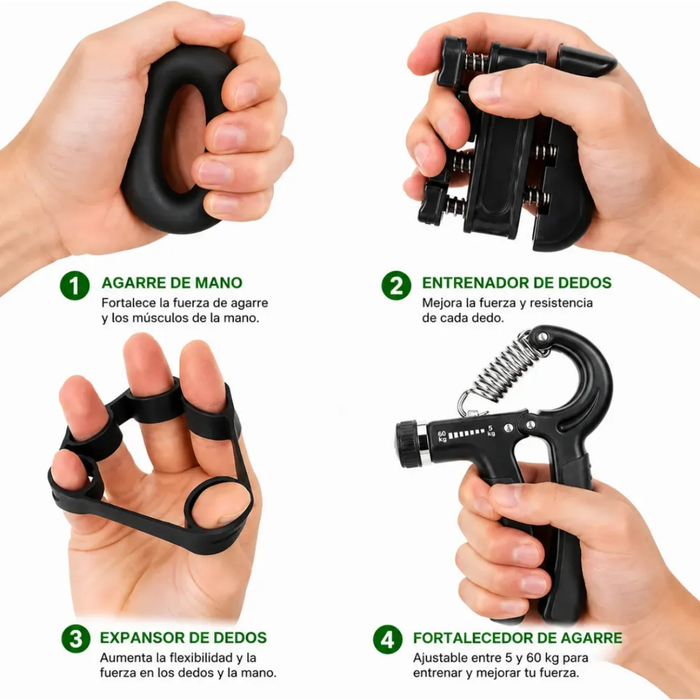 Set Hand Grip Ejercitador Manos Antebrazo Ajustable 5-60 Kg