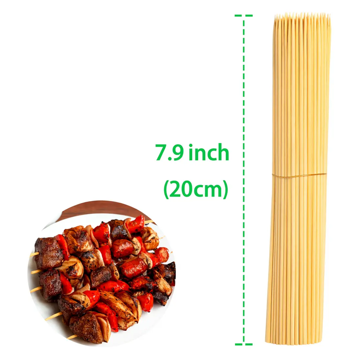 300 Palos Bambú 5mmx20cm Brochetas Parrilla Anticucho Pincho