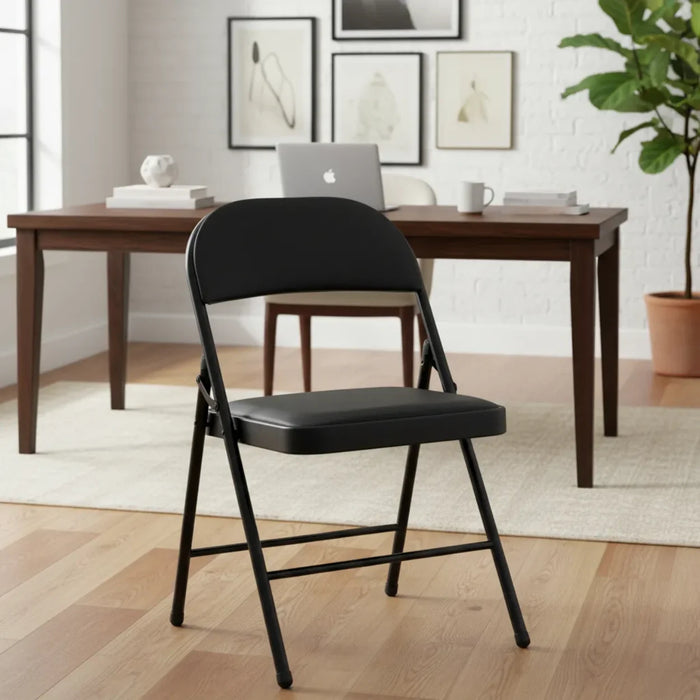 Silla Plegable Metálica Asiento Acolchados Resistente Evento Negro