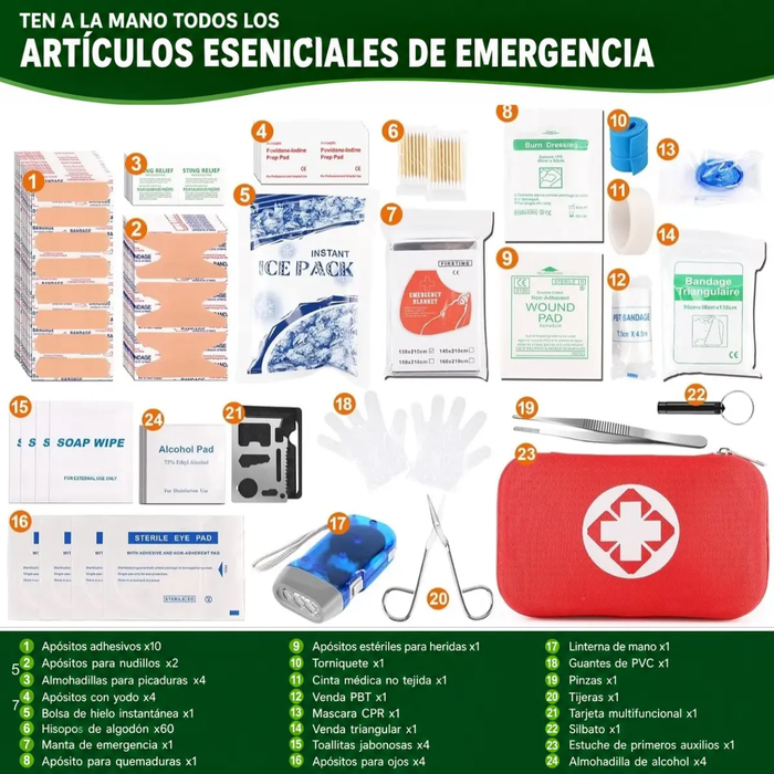 Botiquin Emergencia Primeros Auxilios Curacion Esteril 100pc