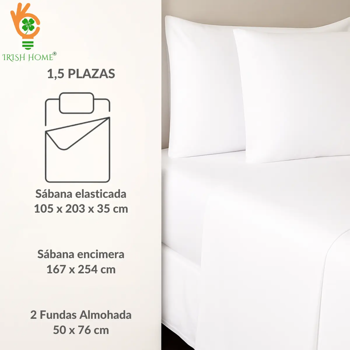 Sábanas Hotel Irish Home Microfibra 1.5 Plazas Funda Almohad