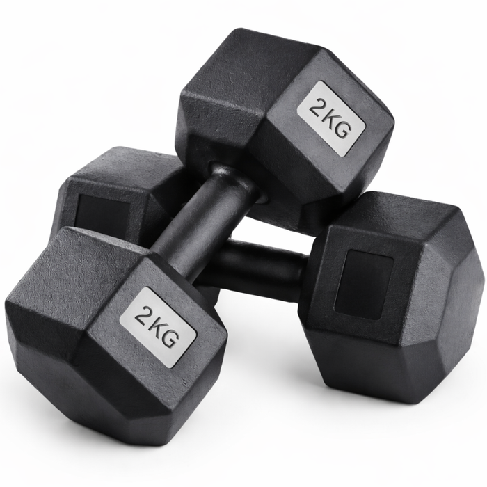 Par Mancuernas Pvc Hexagonal Gym Pesas Caucho Gimnasio Negro