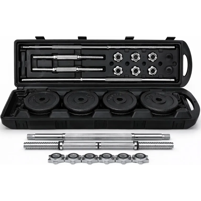 Mancuernas Pesas Discos Barra Ajustables Unible Fitness 50kg Plateado