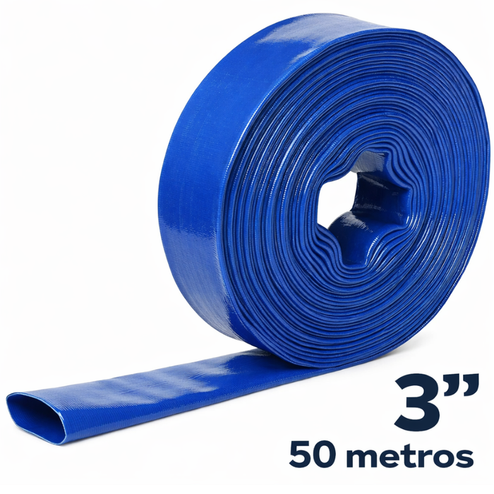 Manguera Plana Motobomba Pvc 4 Bar Riego Layflat 3 50 Mts Azul