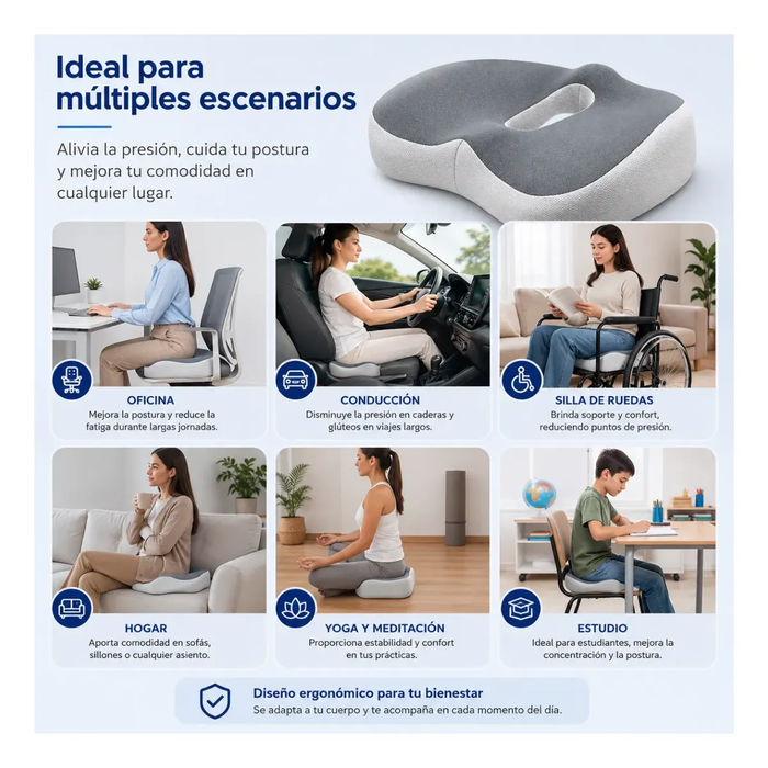 Cojin Hemorroide Espuma Dolor Lumbar Silla Ortopedico Coxis