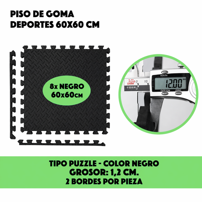Pack 8 Goma Eva Alfombra Piso 60x60 Alfombra Gimnasio 2,5mm