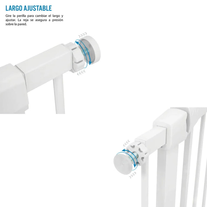 Puerta Seguridad Metál Escalera Reja Bebe Mascota 74 A 85 Cm