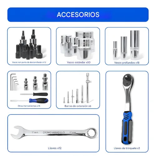 Set Juego Herramientas Dados 1/4 3/8 1/2 Caja 216 Piezas