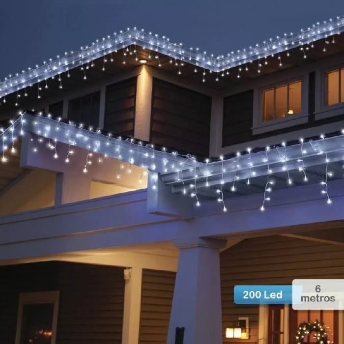 Luces Navidad Cascada De Luces Cascadas 120led 4mt Blancas