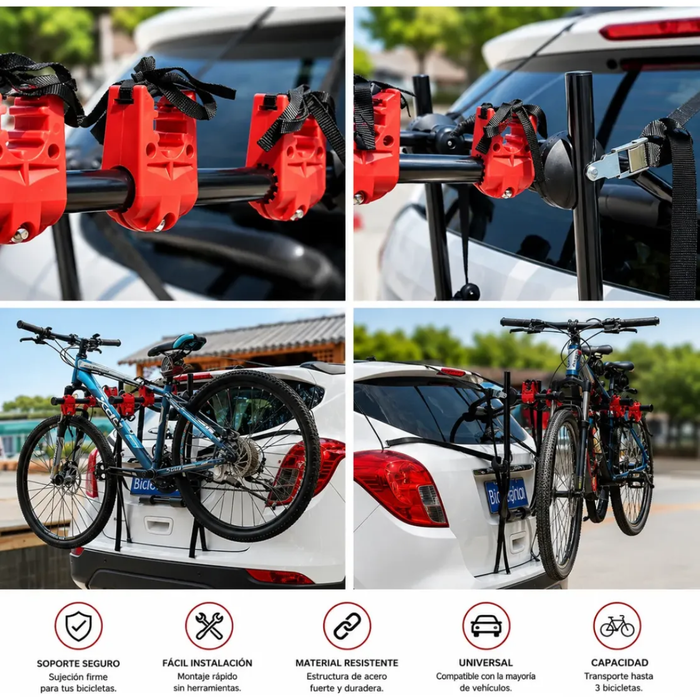 Porta 3 Bicicletas Portabicicletas Auto Coche Camioneta 40kg