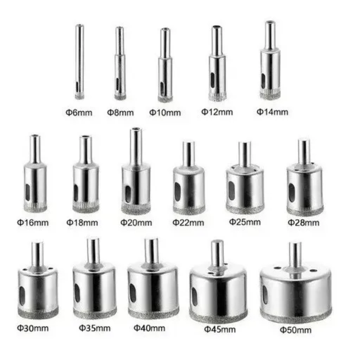 Kit Brocas 16 Broca Ceramica Broca Diamantada Marmol Vidrio