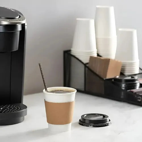 50 Vasos Cafe Kraft 8oz Desechable Polipapel Tapa 236ml Post