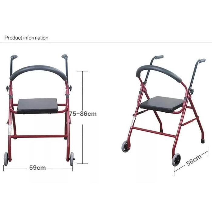 Andador Burrito Plegable Asiento 2 Ruedas Adulto Ortopedico