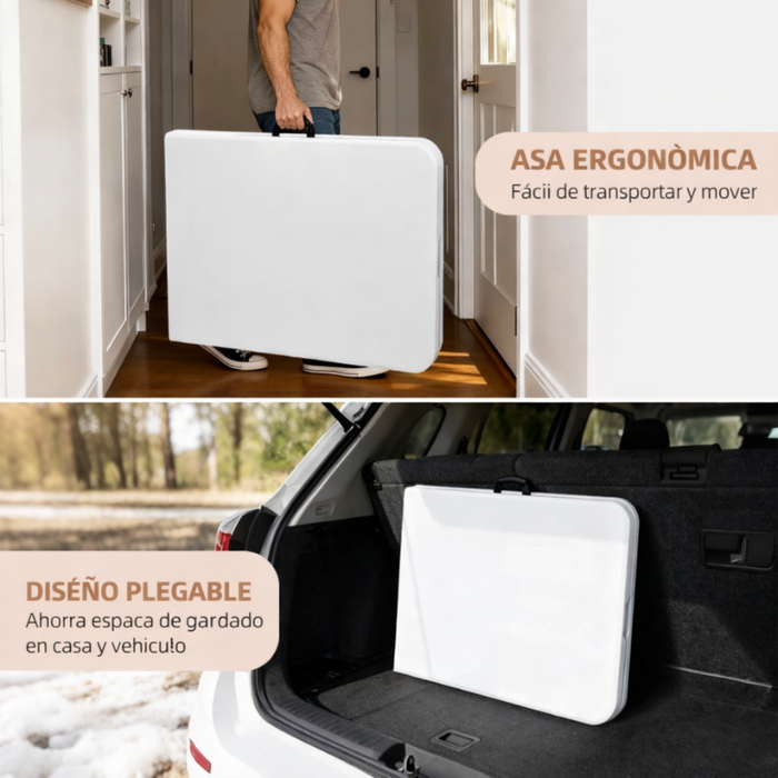 Mesa Plegable Terraza Maleta Portatil Camping Jardin 180x70