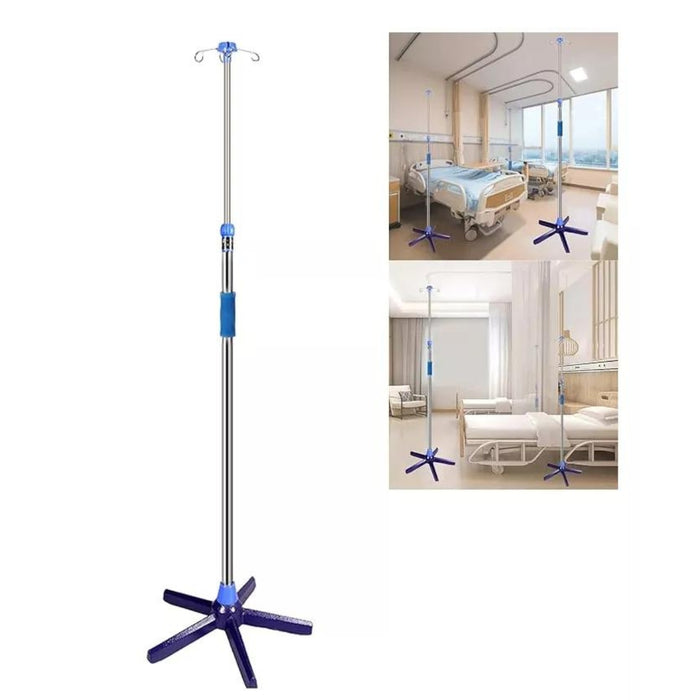 Porta Suero Ajustable 4 Ganchos Base Pedestal 5 Ruedas Suero