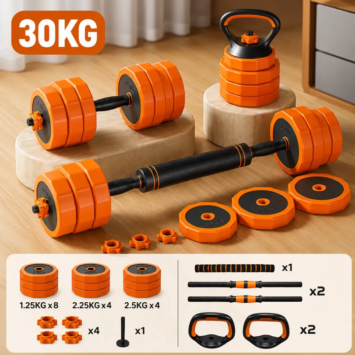 Mancuernas Barra Ajustables Discos Unible Fitness 4en1 Negro/naranja