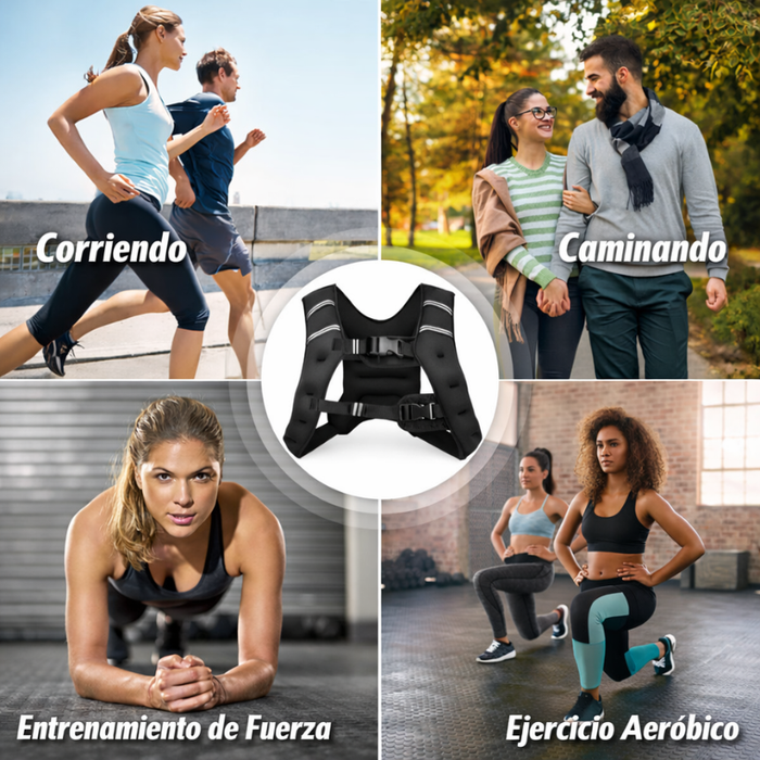 Chaleco Peso Ajustable Crossfit Reflectante Ejercicios Negro