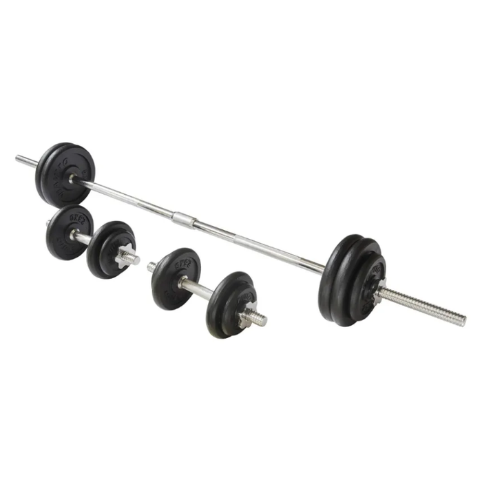 Mancuernas Pesas Discos Barra Ajustables Unible Fitness 50kg Plateado