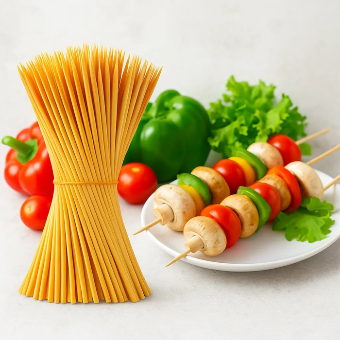 300 Palos Bambú 5mmx20cm Brochetas Parrilla Anticucho Pincho