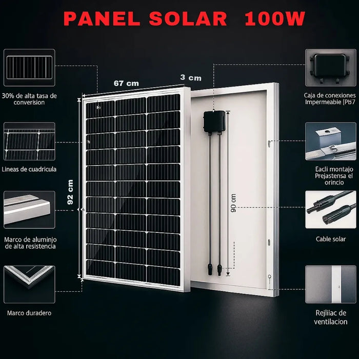 Panel Solar 200w 12v 36 Celdas Monocristalino Fotovoltaico