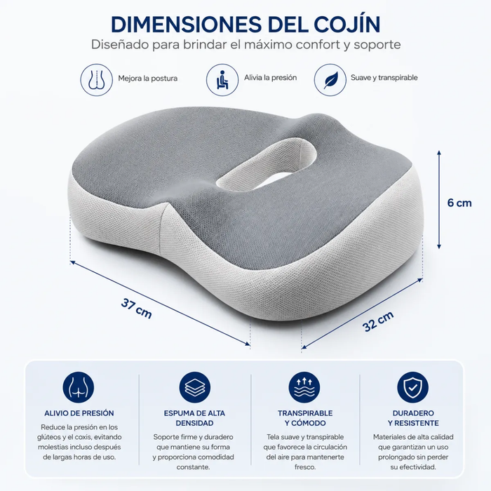 Cojin Hemorroide Espuma Dolor Lumbar Silla Ortopedico Coxis