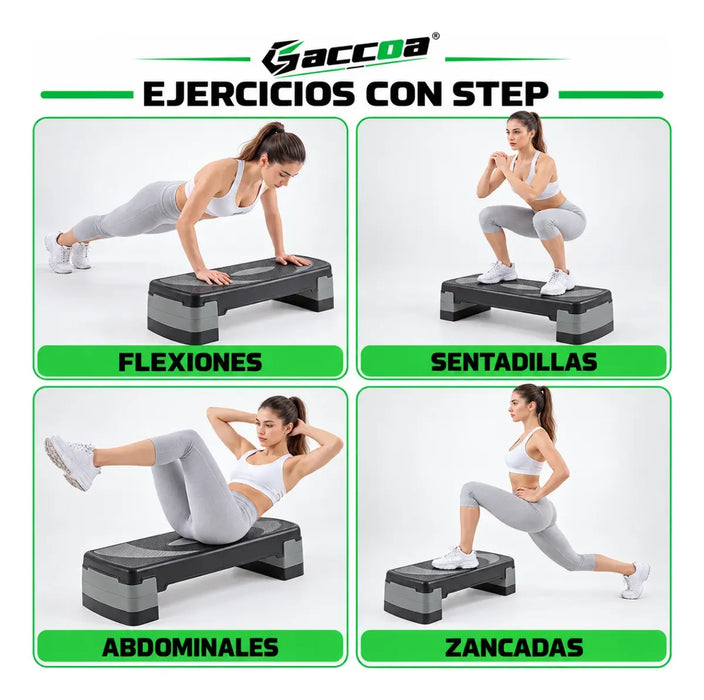 Step Aerobico Ajustable 3 Nivele Antideslizante Banco Fitnes
