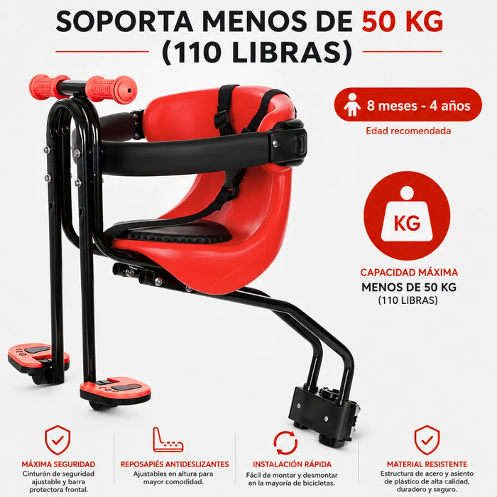 Asiento Silla Frontal Universal Bicicleta Niños Reposabrazos