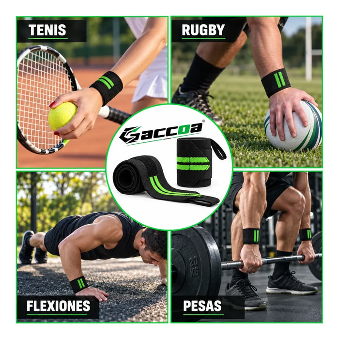 2 Muñequera Crossfit Elasticada Levantamiento Pesas Gimnasio