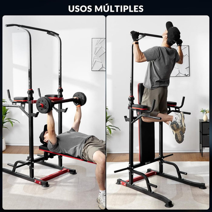 Multigimnasio Barra Multifuncional Dominadas Entrenamiento Negro Negro/rojo