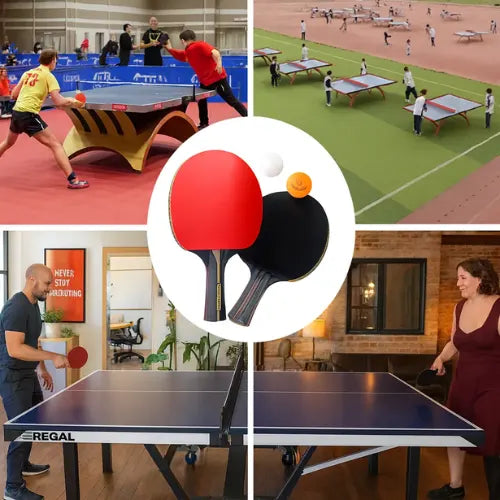Pack 2 Paletas Ping Pong 3 Pelotas Negro/rojo Tenis De Mesa