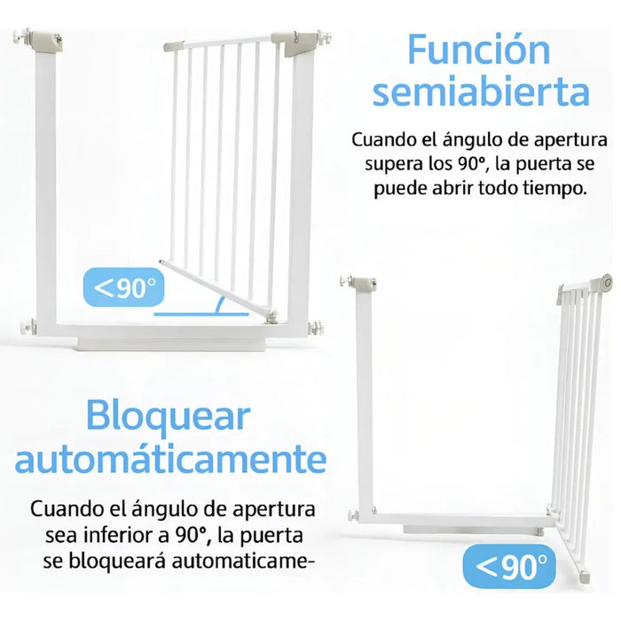 Puerta Seguridad Metál Escalera Reja Bebe Mascota 74 A 85 Cm