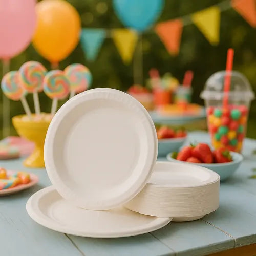100 Platos Plásticos Desechables Fiesta Cumpleaños 17.5cm